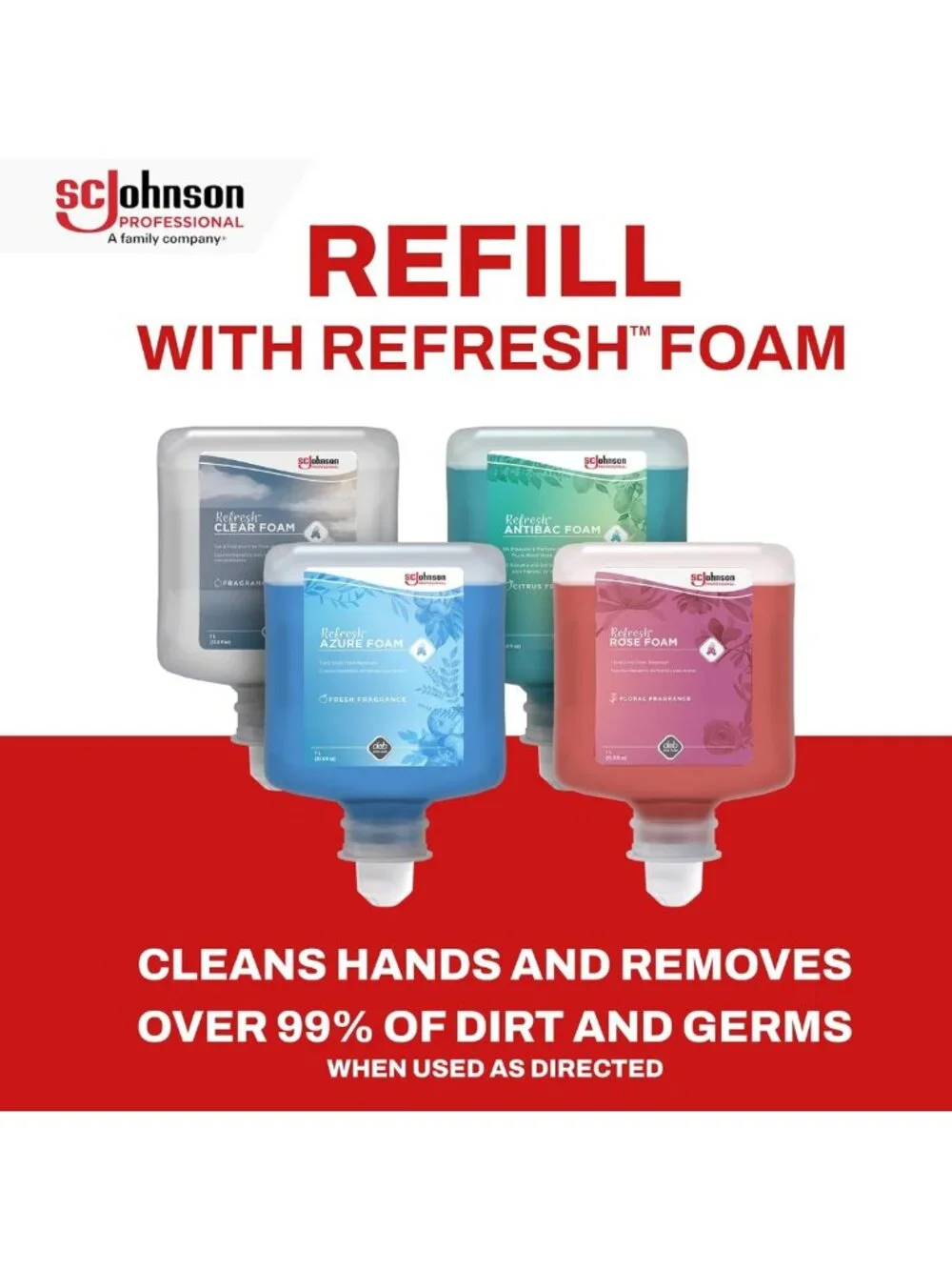 Wall Mount Foam Soap Dispenser Kit with 1L Hand Wash Refill - Professional Use